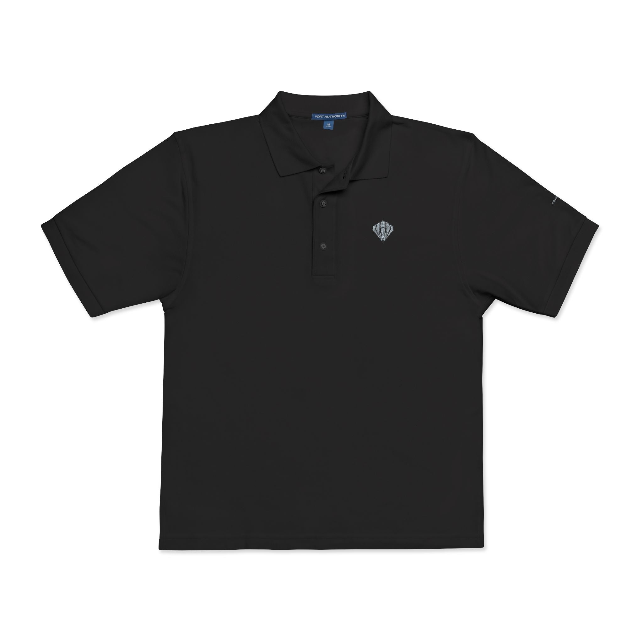 Embroidered Heart Crest Polo Shirt - Classic Black Casual Dress Polo