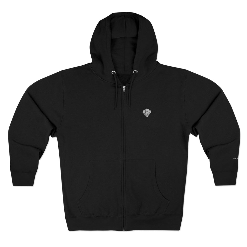 Minimal Diamond Logo Zip Hoodie — Black Lightweight Zip-Up